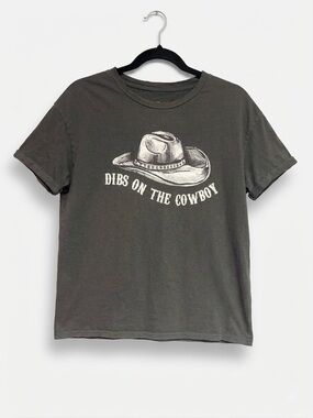 Miss Me Dark Gray Graphic Tee with Cowboy Hat